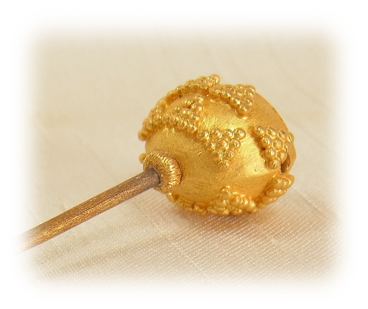 Gold granulation Pin with ruby(photo taken from below)