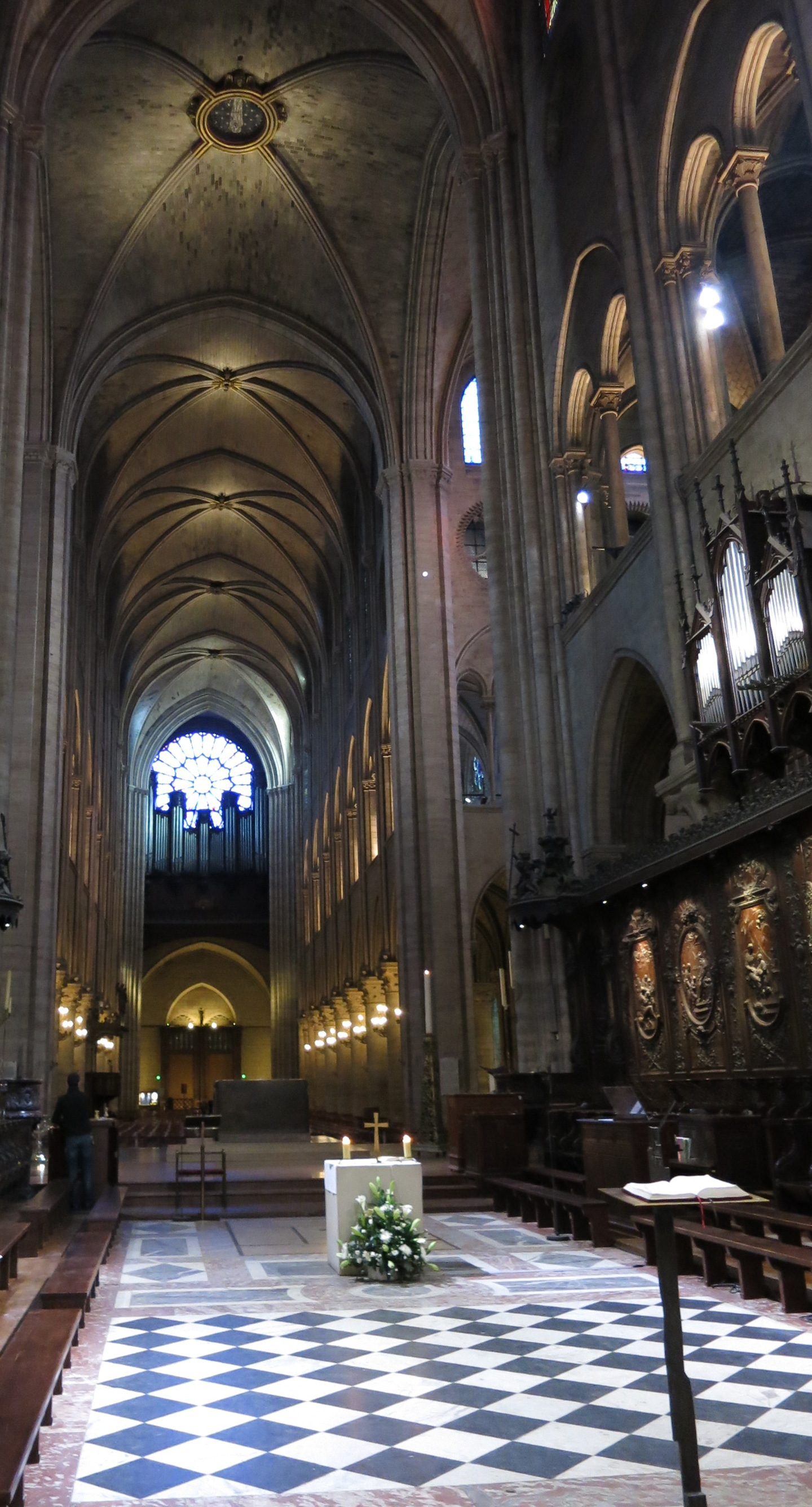 Pople's altar of Notre-Dame Cathedral in Paris in the early morning